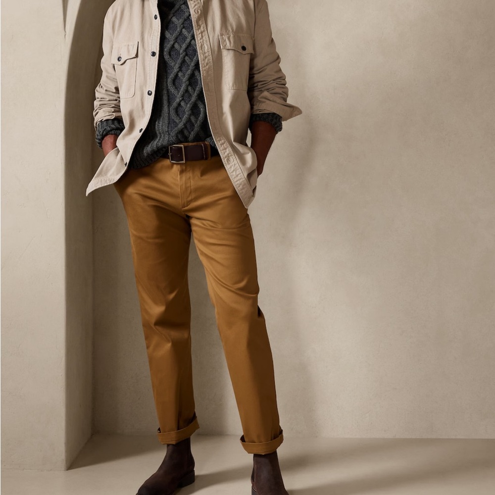 Banana Republic Yellow Linen Blend Aiden Chino Pants